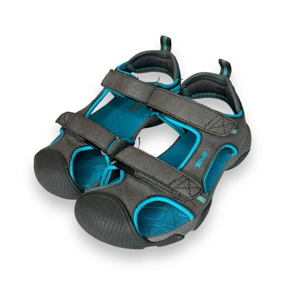 Teva Other - Teva Toachi 4 Water Shoes Sandals Kids Size 12 Grey Teal Hook & Loop Hiking EUC